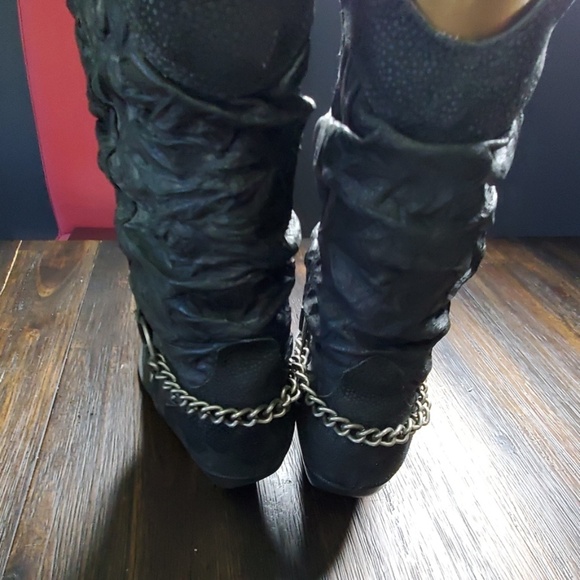 The leather collection black rad scrunch boot - Picture 4 of 5